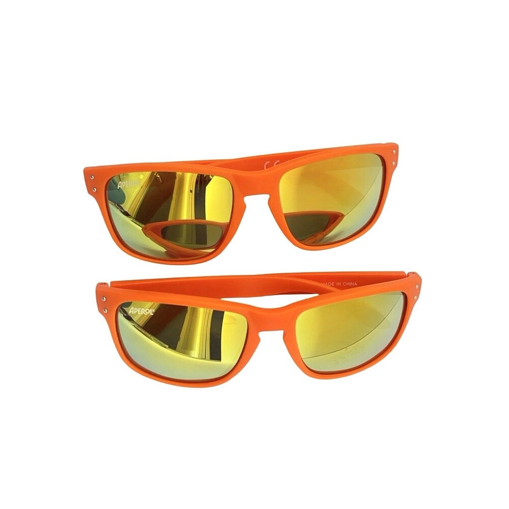 Aperol Orange Mirrored Sunglasses w/ Drawstring Pouch UV400 Promo Unisex